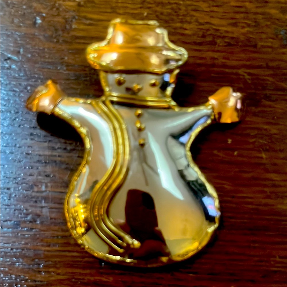 Gold and Silver Snowman Brooch